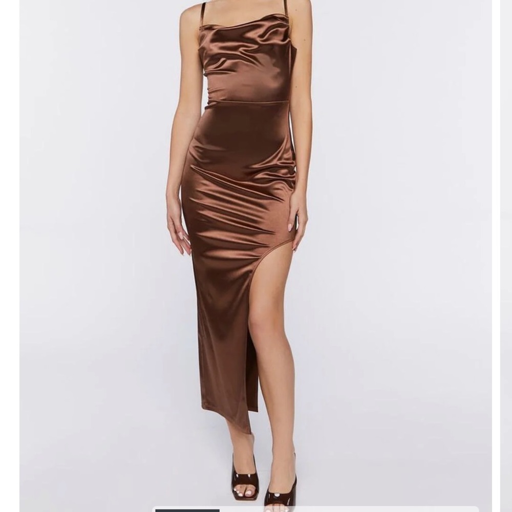 Satin Asymmetrical Maxi Dress